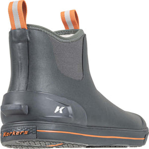 Korkers grey waterproof ankle boot with orange pull tabs