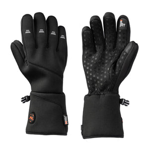 Mobile Warming black heated gloves with textured palms and adjustable wrist straps