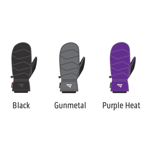 Kombi mittens in black gunmetal and purple heat colorways