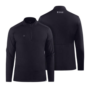 Venture Heat black quarter zip heated pullover shown from front and back