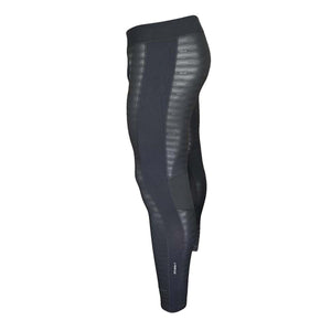 Black Serus leggings with ribbed textured panels and smooth side inserts