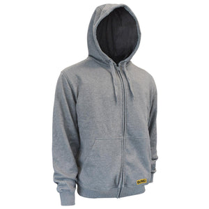 DeWalt grey zip up hoodie with drawstring hood and front pockets