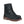 Black lace up waterproof boot with side zipper and brown lug sole