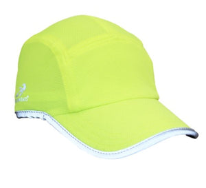 Headsweats neon yellow performance running cap with reflective trim