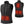 Black quilted heated vest showing front and back heating element zones