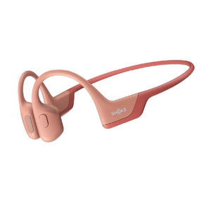 Pink Shokz bone conduction headphones with wraparound frame