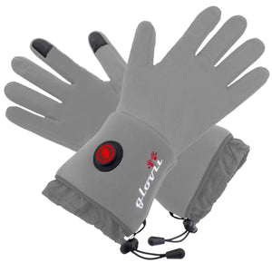 Glovii grey heated gloves with power button and adjustable wrist straps