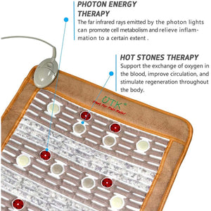 UTK heating mat showing photon energy and hot stone therapy features