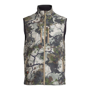 Mobile Warming camo print heated vest with front zipper and pockets