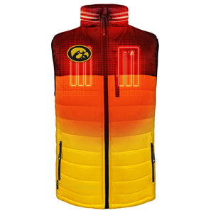 ActionHeat Iowa Hawkeyes heated vest with red to yellow gradient and team logo
