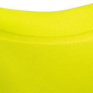 Close up of neon yellow Pioneer shirt collar