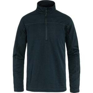 Dark navy long sleeve quarter zip base layer top with textured grid pattern