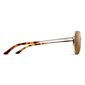Smith gold aviator sunglasses with brown lenses and tortoiseshell temple tips