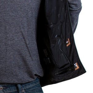 Interior of Venture Heat jacket showing battery pocket and power cable