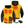 ActionHeat yellow and black heated varsity jacket showing heating element placement and power bank