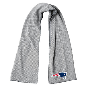 Grey cooling towel with New England Patriots logo