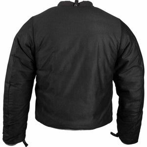 Back view of a black 509 motorcycle jacket