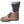 Black ankle strap with wire worn over a grey sock and brown suede shoe