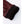 Close up of a burgundy leather glove with a dark brown ribbed knit cuff
