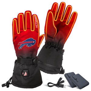 ActionHeat Buffalo Bills heated gloves with battery packs and charging cable