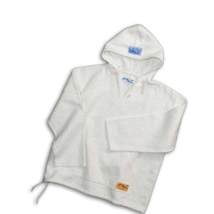 White Ragz long sleeve hooded pullover with drawstring hem