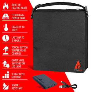 ActionHeat heated seat cushion with power bank and features list