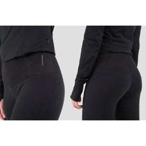 Terramar black high waisted leggings with textured waistband detail