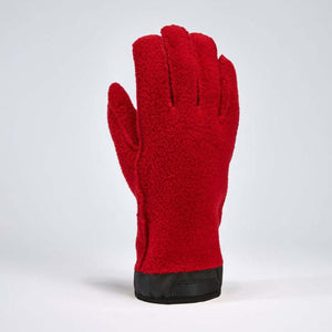 Gordini red fleece glove with black wrist cuff