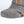 Close up of grey Mobile Warming sock toe with orange and blue accents