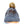 Grey cable knit beanie with a brown faux fur pom pom