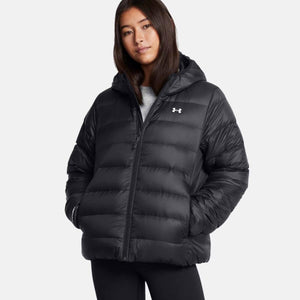 Under Armour black hooded puffer jacket with front zipper