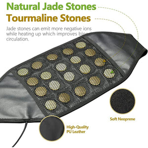 Heating belt with jade and tourmaline stones featuring PU leather and neoprene material