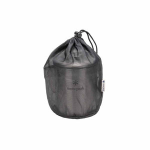 Snow Peak black mesh drawstring storage bag