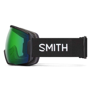 Smith snow goggles with black frame and green reflective lens