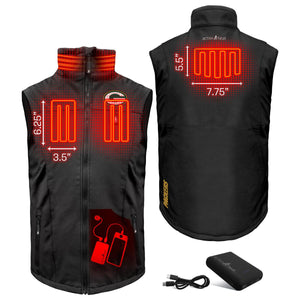ActionHeat Green Bay Packers heated vest showing heating element placement and battery pack