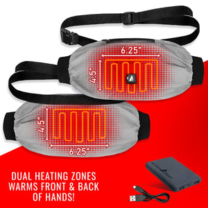 ActionHeat hand warmer muff with dual heating zones and battery pack