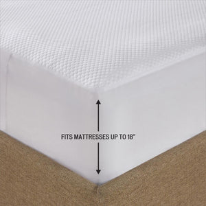 Beautyrest mattress protector showing depth fit for mattresses up to 18 inches