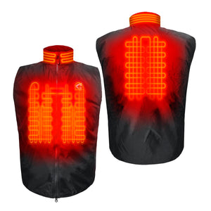 Gerbing heated vest showing front and back heating element placement