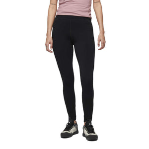 Black Diamond women black leggings worn with athletic shoes