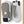 Hestra white and grey leather mittens with black cuffs and wrist straps