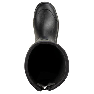 Top view of a black Korkers rubber boot