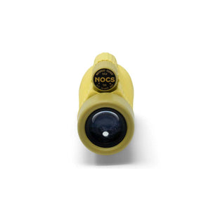 Yellow Nocs Provisions Field Tube monocular viewed from the front lens