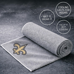 New Orleans Saints cooling towel with textured grey fabric and team logo