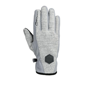 Seirus grey knit glove with black logo patch
