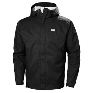 Helly Hansen black hooded rain jacket with HH logo