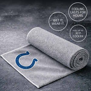 Grey cooling towel with Indianapolis Colts logo on a wet surface