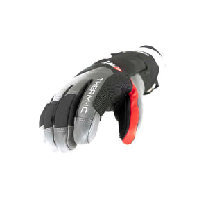 Therm-ic black and grey winter glove with red thumb detail