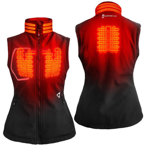 Gerbing heated vest showing front and back heating element placement