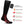 Dr Warm black heated sock with battery pack and heating level chart showing temperature and duration settings