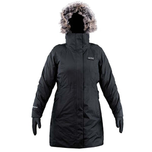 FNDN black parka with faux fur hood
